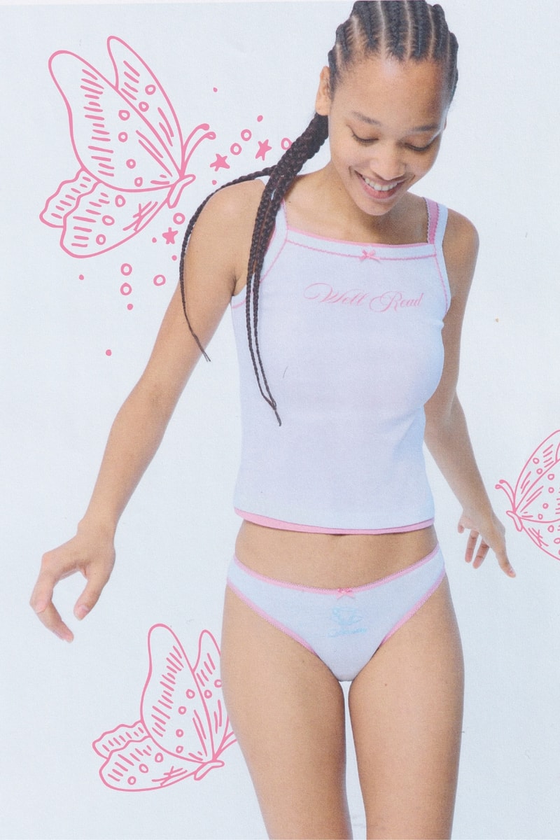 Cou Cou, Sandy Liang, collaboration, collection, fashion, campaign, underwear, knickers, tanks, clothes, model