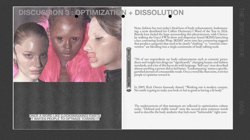 fashion trend, body, model, trend, cosmetic surgery, matieres fecales, filters, bryan johnson, looksmaxxing, gucci, rick owens
