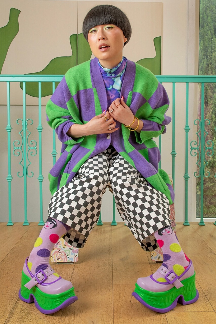 Fluevog, John Fluevog, Atsuko Okatsuka, Footwear, heels, Comedians, Whimsical Footwear, Whimsy, Fashion, Collaborations, Platform Shoes, Campaigns