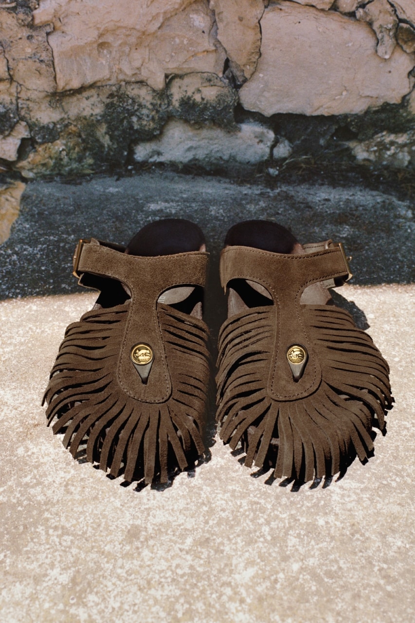 ETRO, Birkenstock, Clogs, Sandals, Boston Clog, Gizeh sandals, Footwear, Collaborations, Fashion, Campaigns, Boho, Bohemian Fashion, Boho Chic
