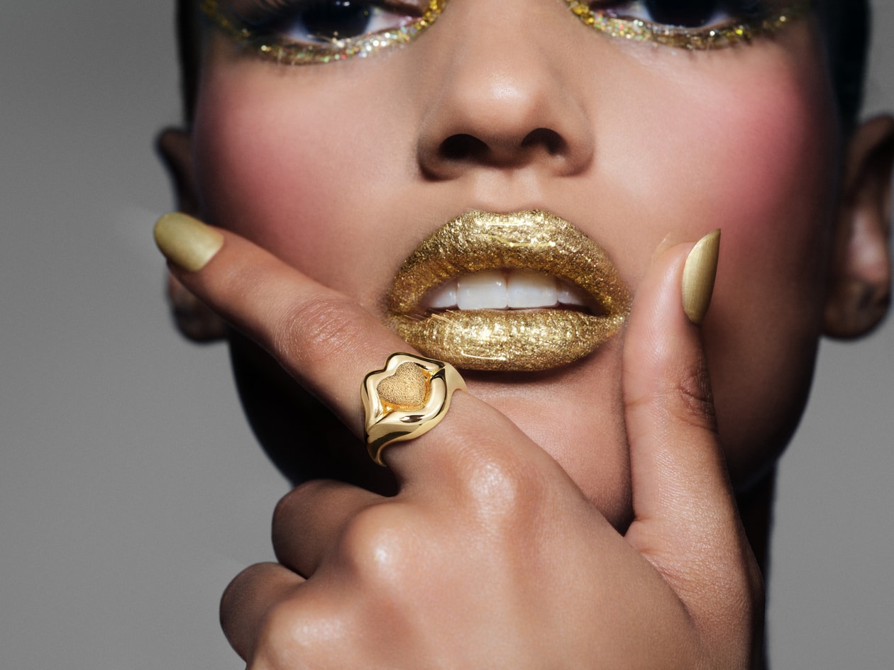 pat mcgrath, pandora, jewelry, charms, lipstick case, gold, trinkets, collaboration