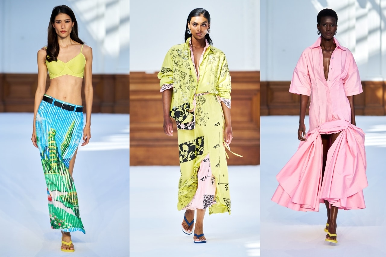 lovebirds, indian, brand, runway, chintz fabric, floral print, models