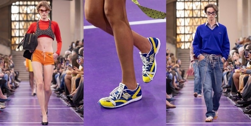 Miu Miu Debuts More New Balance and a Wrangler Collaboration for SS27 Worn by the likes of Gigi Hadid, Emma Corrin and Olivia Colman.