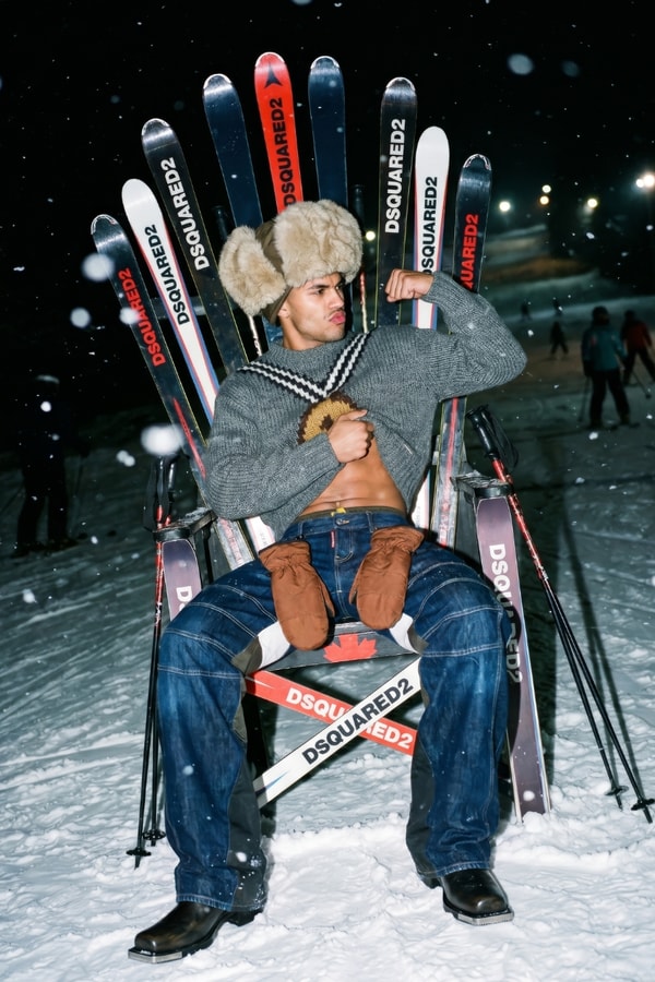 Dsquared2 , skiing, snow, slopes, ski boots, clothes, campaigns, models, fashion, winter