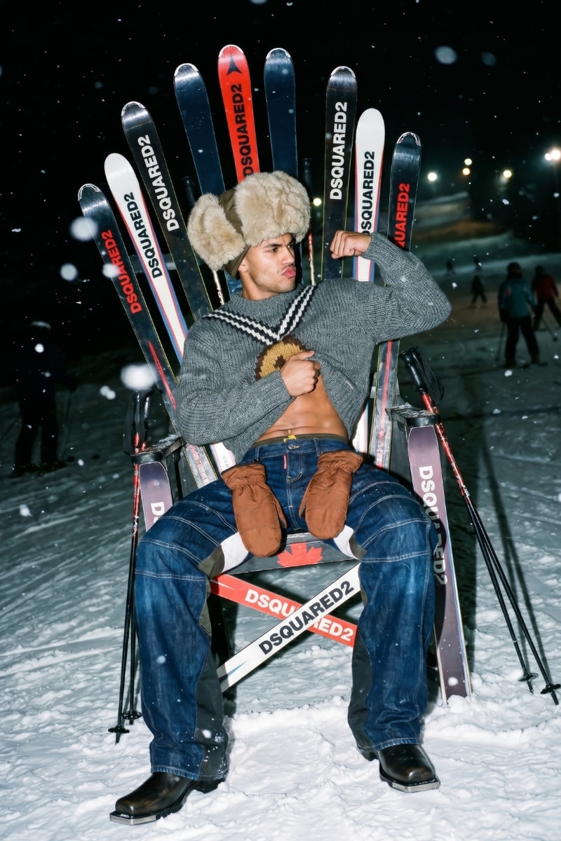 Dsquared2 , skiing, snow, slopes, ski boots, clothes, campaigns, models, fashion, winter