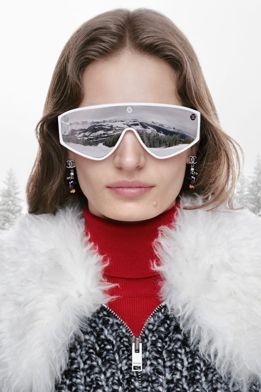 chanel, tweed, skiing, slopes, snow, winter, models, campaigns, fashion