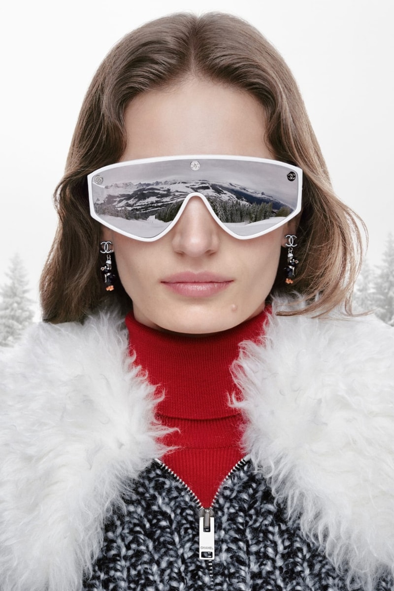 chanel, tweed, skiing, slopes, snow, winter, models, campaigns, fashion