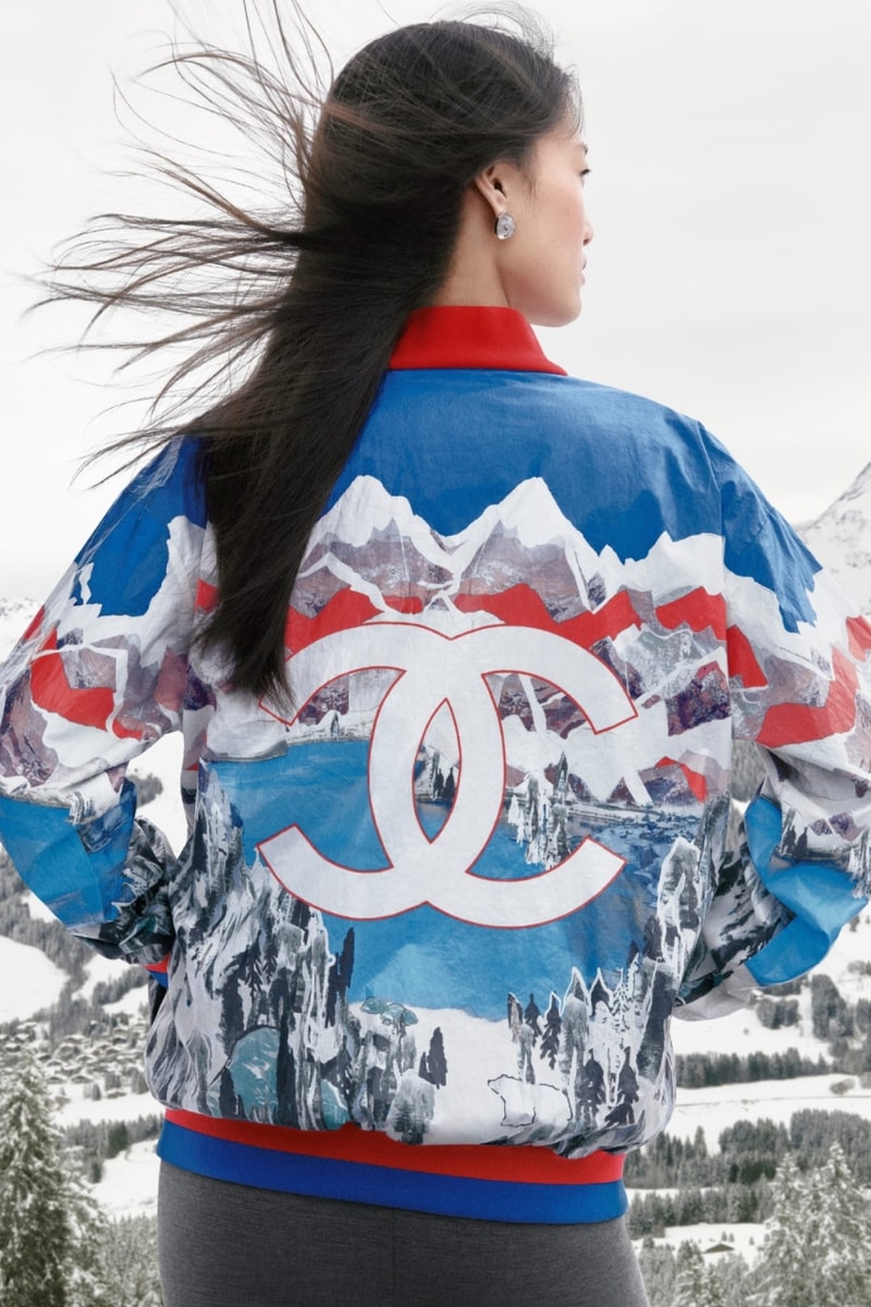 chanel, tweed, skiing, slopes, snow, winter, models, campaigns, fashion