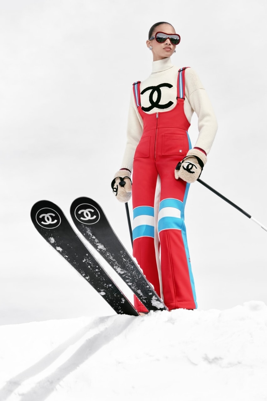 chanel, tweed, skiing, slopes, snow, winter, models, campaigns, fashion
