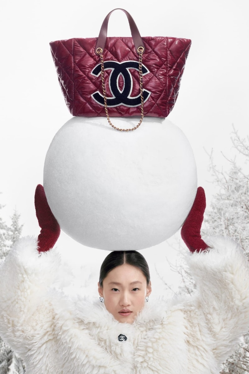 chanel, tweed, skiing, slopes, snow, winter, models, campaigns, fashion