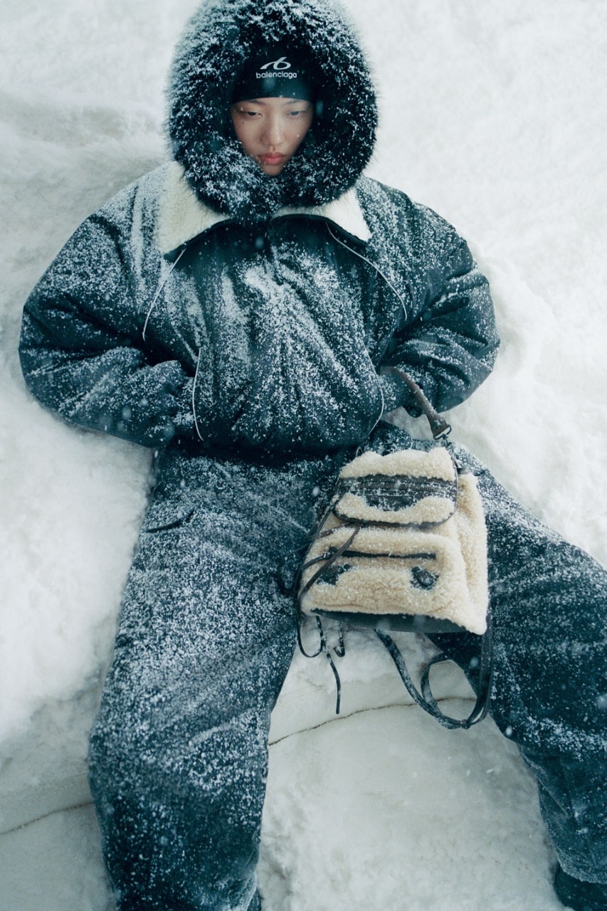 Balenciaga, ski, skiwear, collections, campaigns, snow, sports, models, jackets, city bag