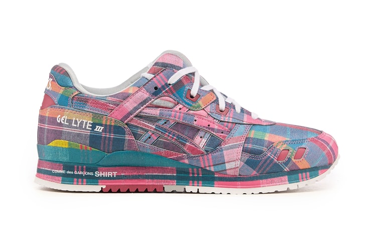 COMME des GARÇONS SHIRT Aplica Tartan Ousado no ASICS GEL-LYTE III 07