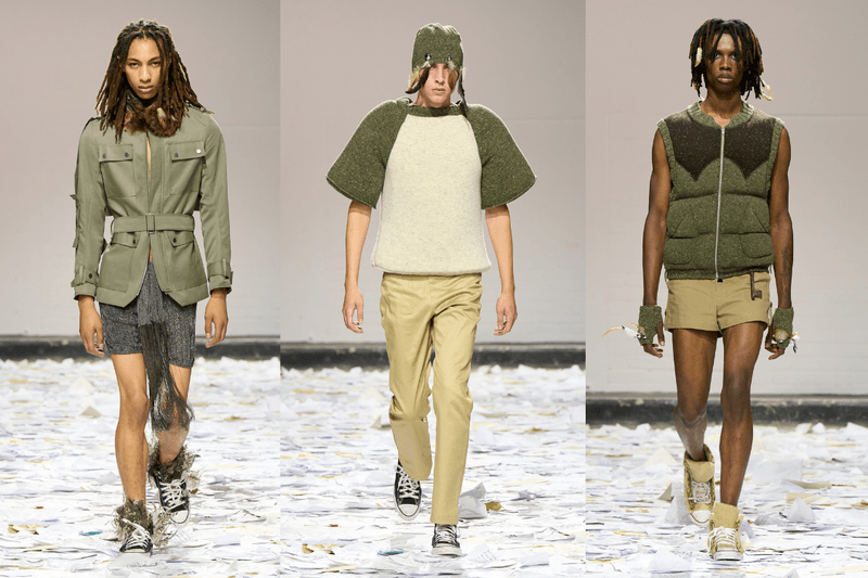 Oscar Ouyang mistura folclore, tricôs experimentais e streetwear em sua estreia SS26 na LFW