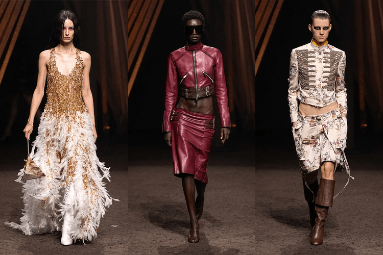 Seán McGirr aposta na rebeldia britânica na SS26 da Alexander McQueen