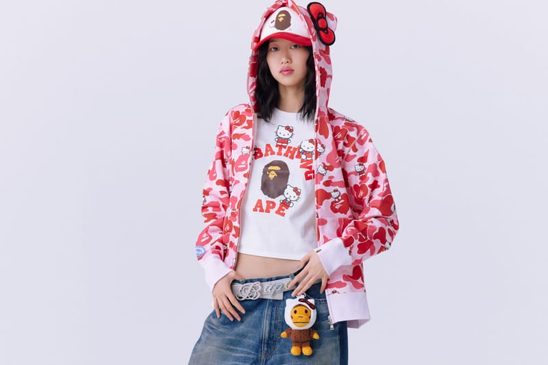 A BATHING APE e Sanrio se reencontram em coleção Kuromi e Hello Kitty SS26