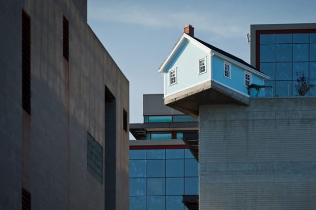 The Do Ho Suh “Fallen Star” Sculpture Is A House On the Edge