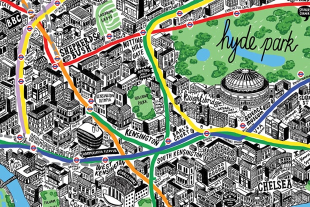 “London by Hand”倫敦 London 手工彩繪地圖