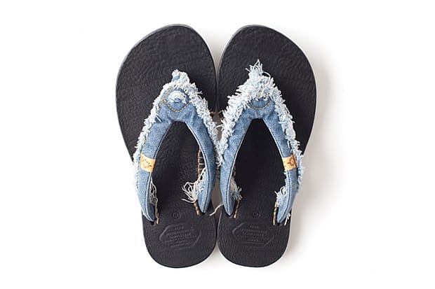 visvim LAMA SANDAL-FOLK 丹寧皮革混搭設計拖鞋