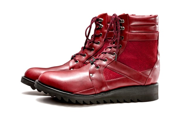 White Mountaineering 2012 秋冬 Leather x Corduroy Thick Shark Sole Boots