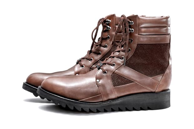 White Mountaineering 2012 秋冬 Leather x Corduroy Thick Shark Sole Boots