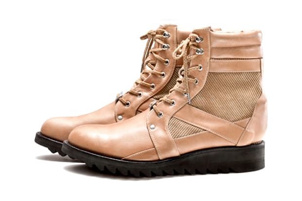 White Mountaineering 2012 秋冬 Leather x Corduroy Thick Shark Sole Boots