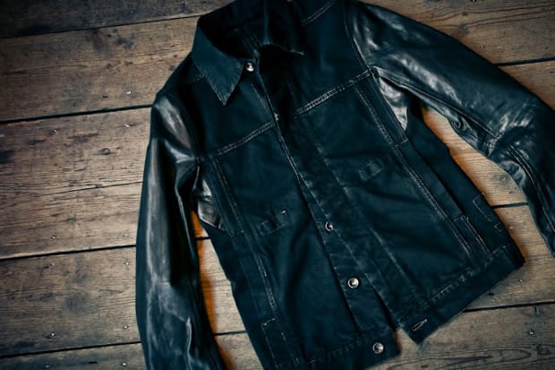 Rick Owens DRKSHDW 皮革手袖丹寧外套