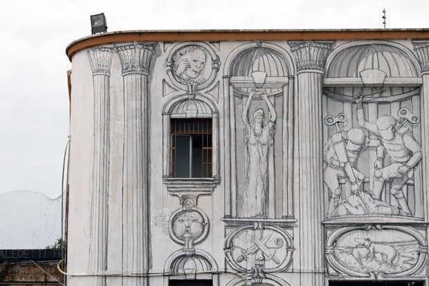 塗鴉藝術家 BLU 最新 Rome 建築羅馬塗鴉藝術創作