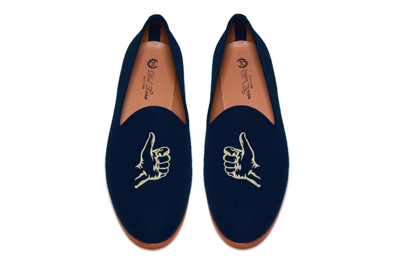 Five Story NYC x Del Toro “Thumbs Up” Navy Linen Slipper 別注鞋款