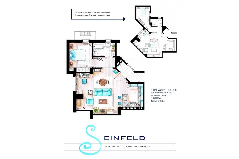 西班牙室內設計師 Iñaki Aliste Lizarralde 以 The Simpsons, Friends, Seinfeld 與其他影集為概念打造室內平面設計圖