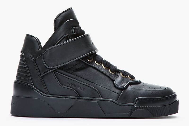 Givenchy Black Leather Velcro-Strap Mid-Top Sneakers 中筒球鞋
