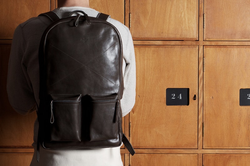 hard graft Old School Leather Rucksack/Backpack Smoke 皮革背包