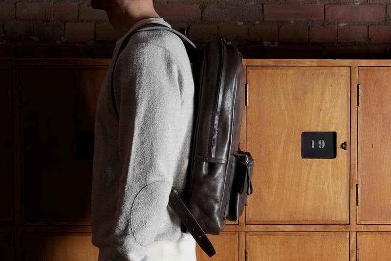 hard graft Old School Leather Rucksack/Backpack Smoke 皮革背包