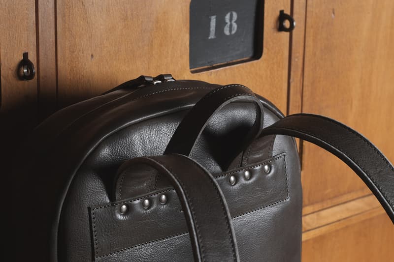 hard graft Old School Leather Rucksack/Backpack Smoke 皮革背包