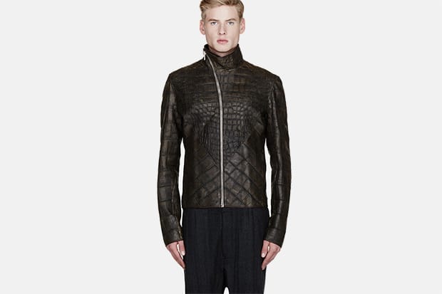Rick Owens Olive Wild Alligator 皮革夾克