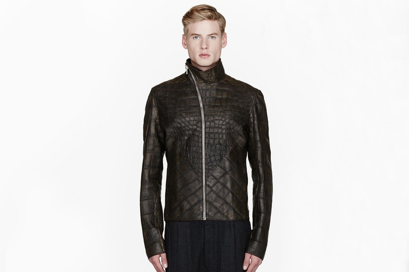 Rick Owens Olive Wild Alligator 皮革夾克