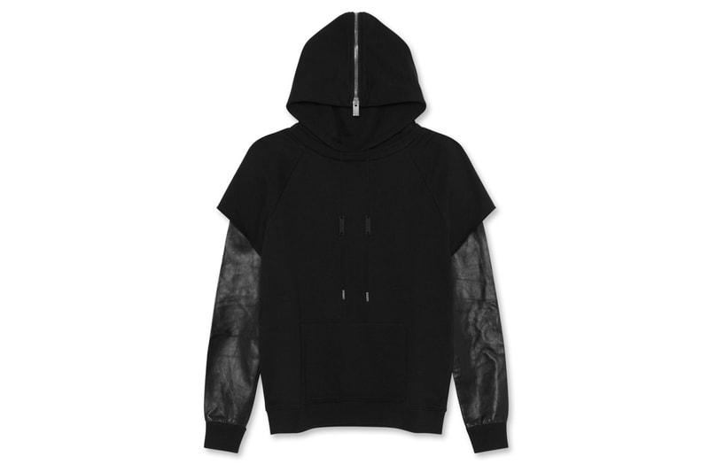 Saint Laurent 皮革拼袖連帽 Parka