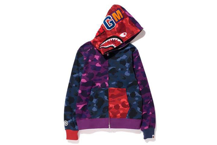 A Bathing Ape 2013 秋冬「Color Camo Crazy」SHARK FULL ZIP HOODIE 連帽衛衣