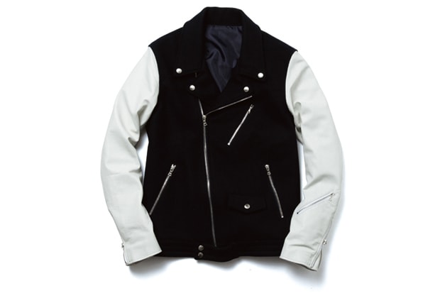 uniform experiment 2013 秋冬 Fabric Mix Riders Blouson 拼接夾克
