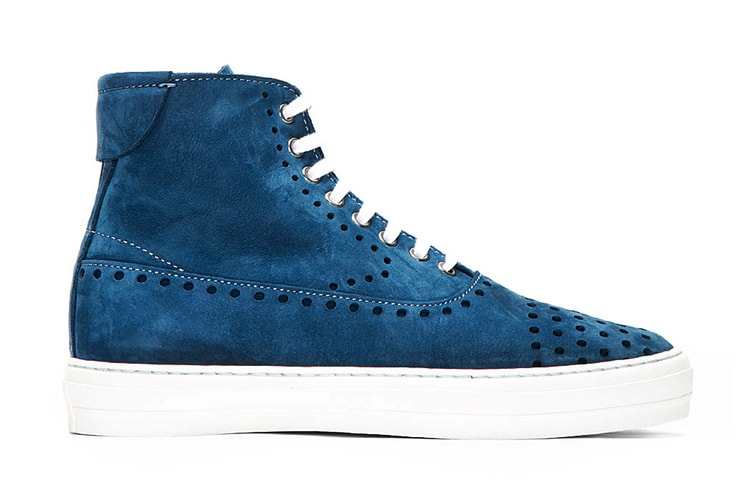 Alexander McQueen Blue Suede Perforated 高筒鞋款