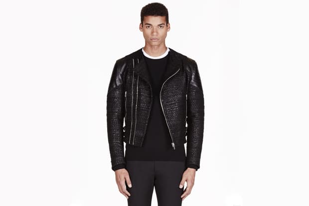 Givenchy Black Tweed Leather Trimmed 機車夾克