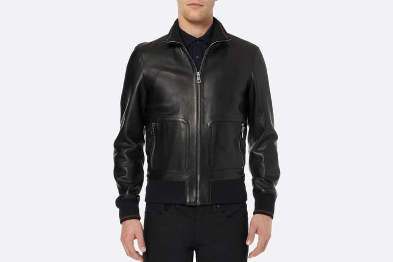 Gucci 黑色皮革飛行夾克
