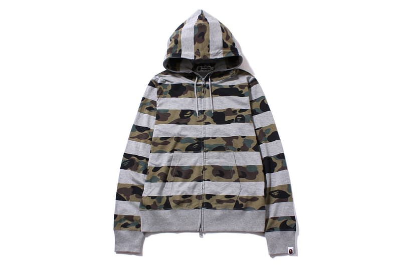 A Bathing Ape 迷彩橫紋連帽拉鏈衛衣