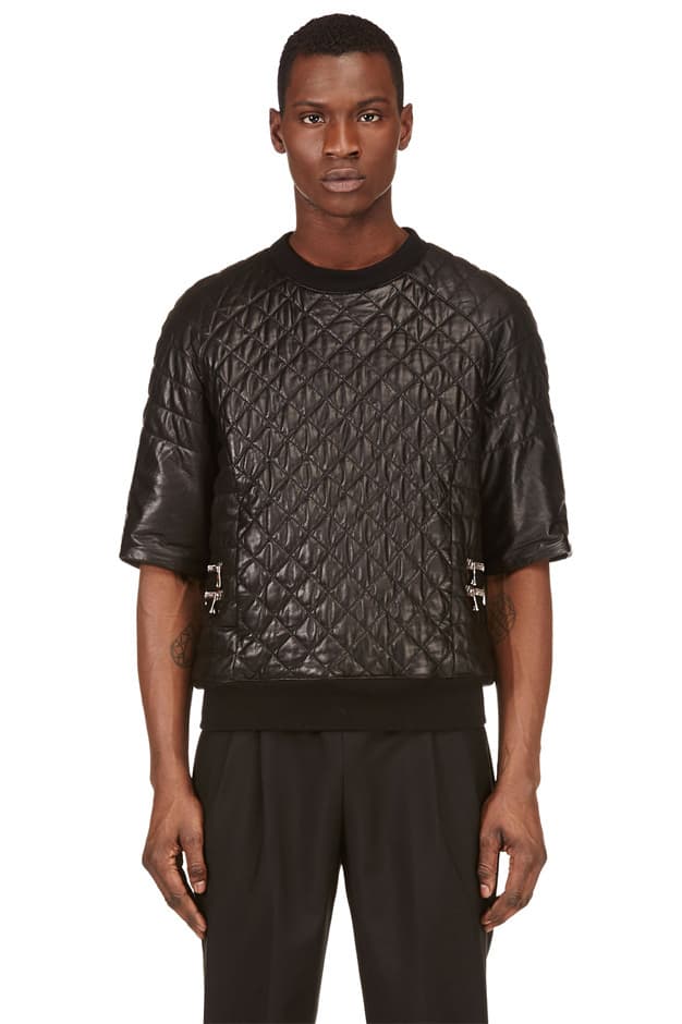 Balmain 黑色皮革菱格紋套頭衫