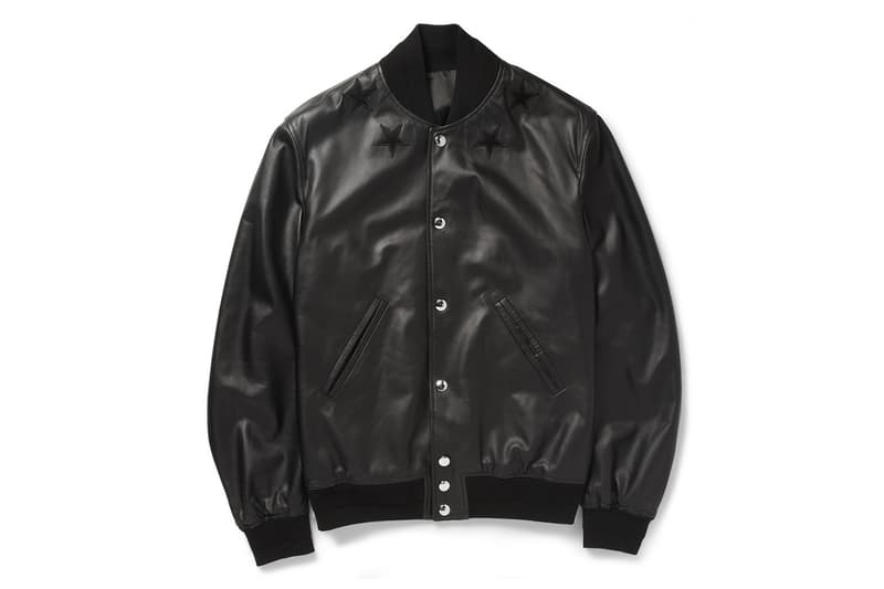 Givenchy Black Leather Embroidered Star 棒球夾克