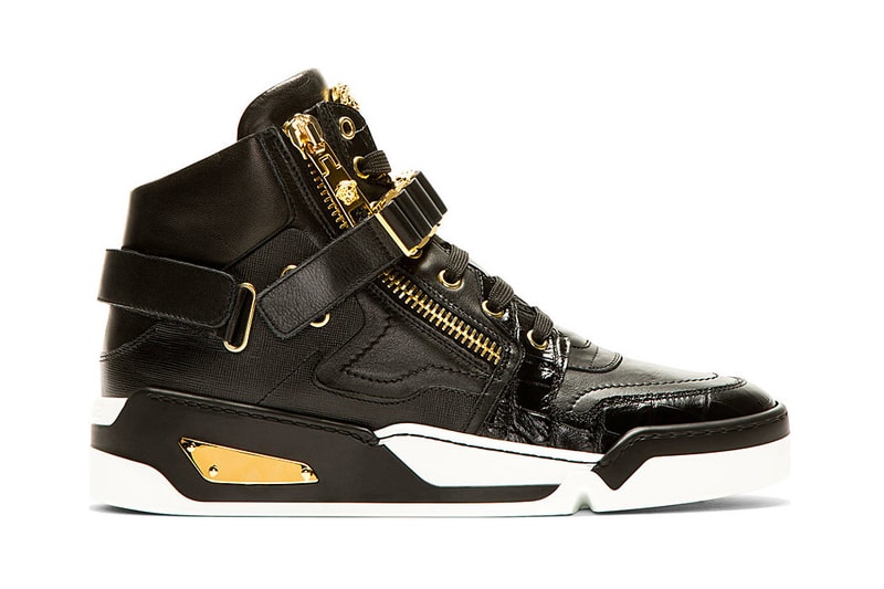 Versace 2014 夏季黑色皮革高筒球鞋