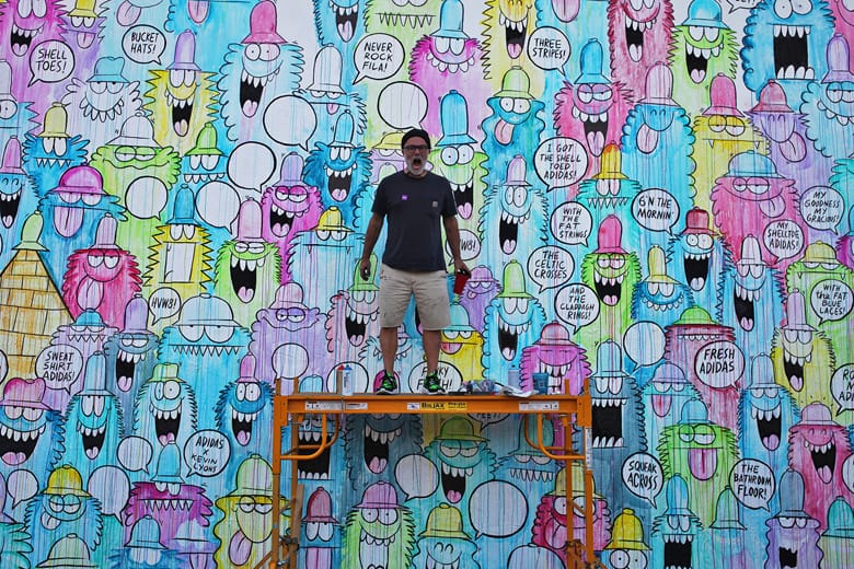 Kevin Lyons 替 adidas Originals 主題展覽繪畫大型塗鴉