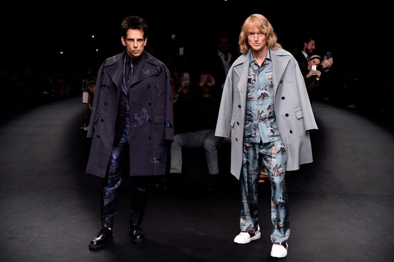 Ben Stiller 與 Owen Wilson 以《Zoolander》角色造型亮相 Valentino 2015 秋冬大秀
