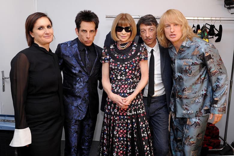 Ben Stiller 與 Owen Wilson 以《Zoolander》角色造型亮相 Valentino 2015 秋冬大秀