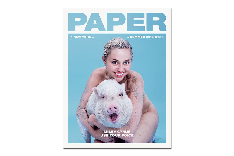 Miley Cyrus 携個人寵物豬全裸登上《PAPER Magazine》2015 夏季期刊封面