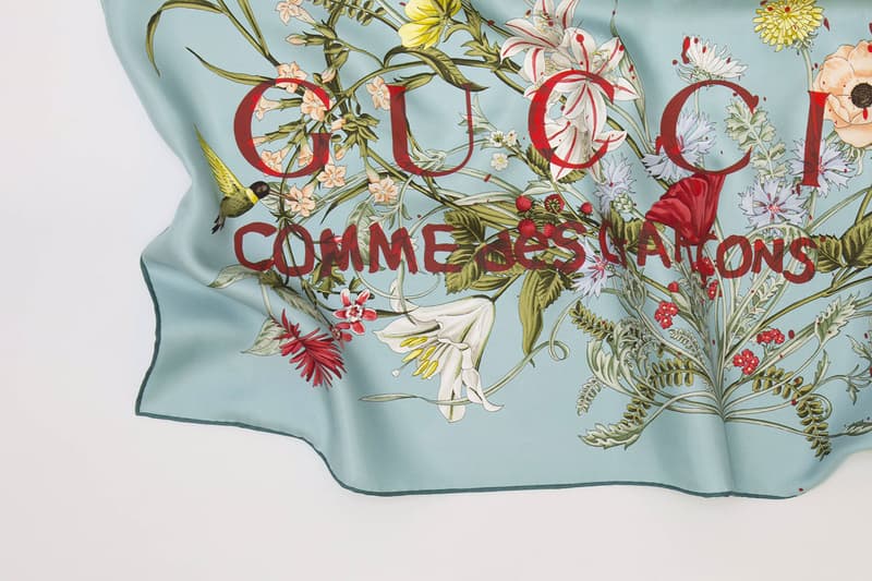 COMME des GARÇONS x Gucci 聯名印花絲巾系列
